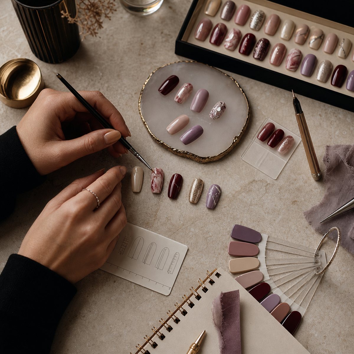 Atelier de press-on nails sur mesure.